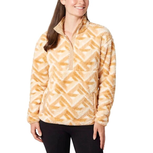 Hurley Pullover Sweater Women's XXL Orange Fleece 1/4 Snap Long Sleeve Sealed - Picture 2 of 5